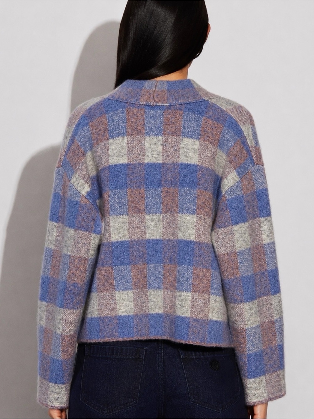 Revolve JOHN + JENN Opalite Plaid Oversized Cardigan Sweater Size S - Picture 6 of 10